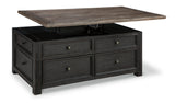 Tyler Creek Grayish Brown/Black Coffee Table With Lift Top - Ella Furniture