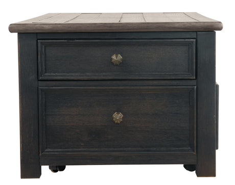 Tyler Creek Lift-Top Coffee Table in grayish brown and black finish