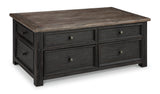 Tyler Creek Grayish Brown/Black Coffee Table With Lift Top - Ella Furniture