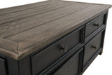 Tyler Creek Grayish Brown/Black Coffee Table With Lift Top - Ella Furniture