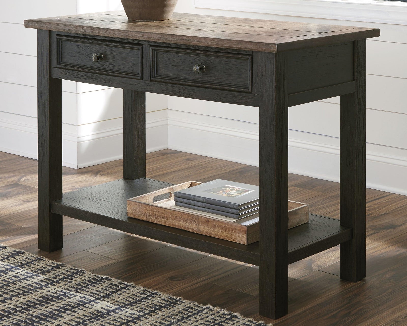 Tyler Creek Grayish Brown/Black Sofa/console Table - Ella Furniture