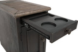 Tyler Creek Grayish Brown/Black Chairside End Table With Usb Ports & Outlets - Ella Furniture