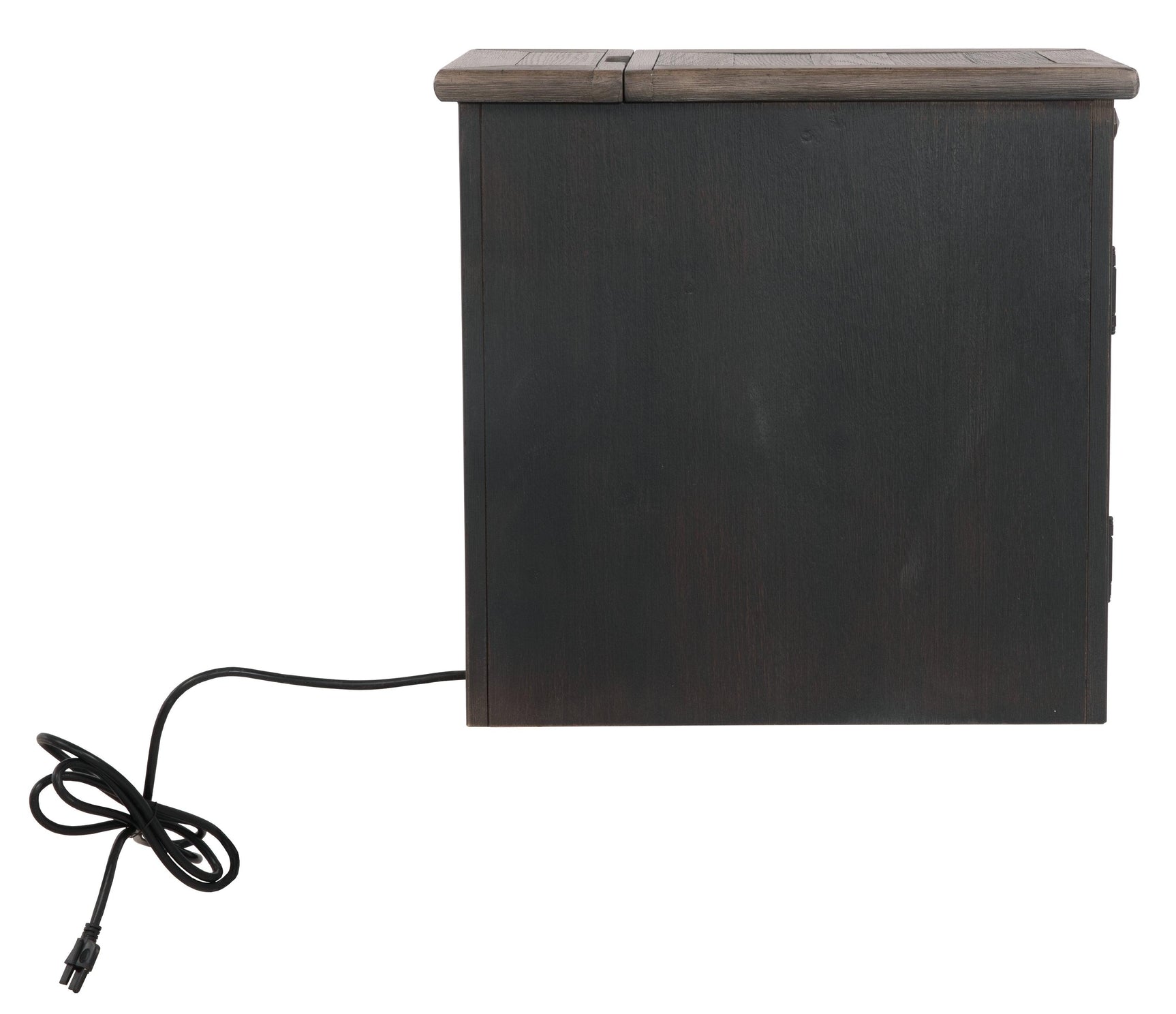 Tyler Creek Grayish Brown/Black Chairside End Table With Usb Ports & Outlets - Ella Furniture