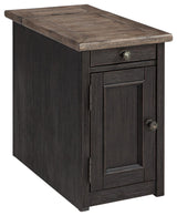 Tyler Creek Grayish Brown/Black Chairside End Table With Usb Ports & Outlets - Ella Furniture