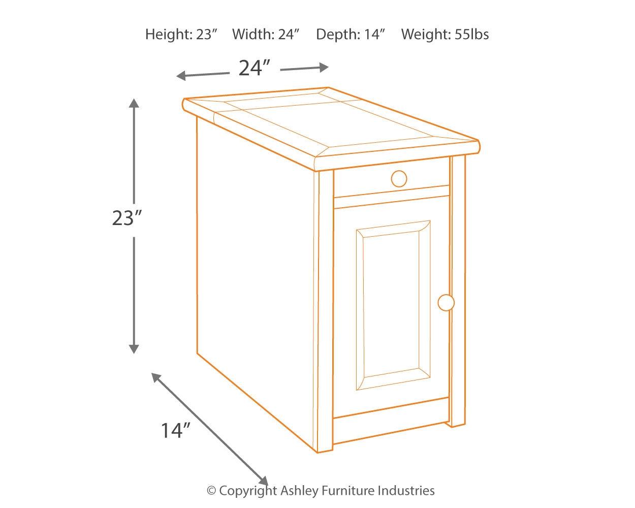 Tyler Creek Grayish Brown/Black Chairside End Table With Usb Ports & Outlets - Ella Furniture