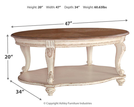 Realyn White/Brown Coffee Table - Ella Furniture