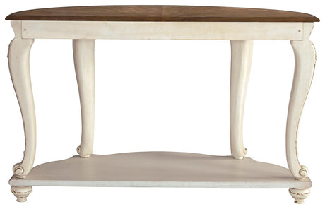 Realyn White/Brown Sofa Table - Ella Furniture