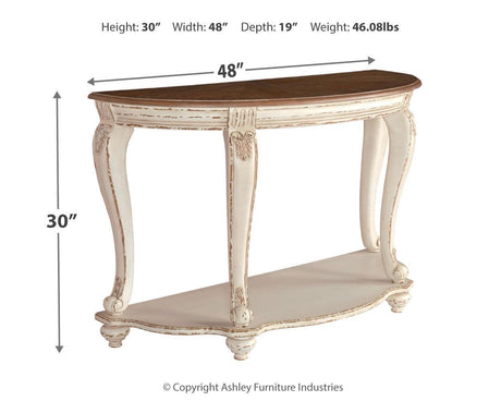 Realyn White/Brown Sofa Table - Ella Furniture