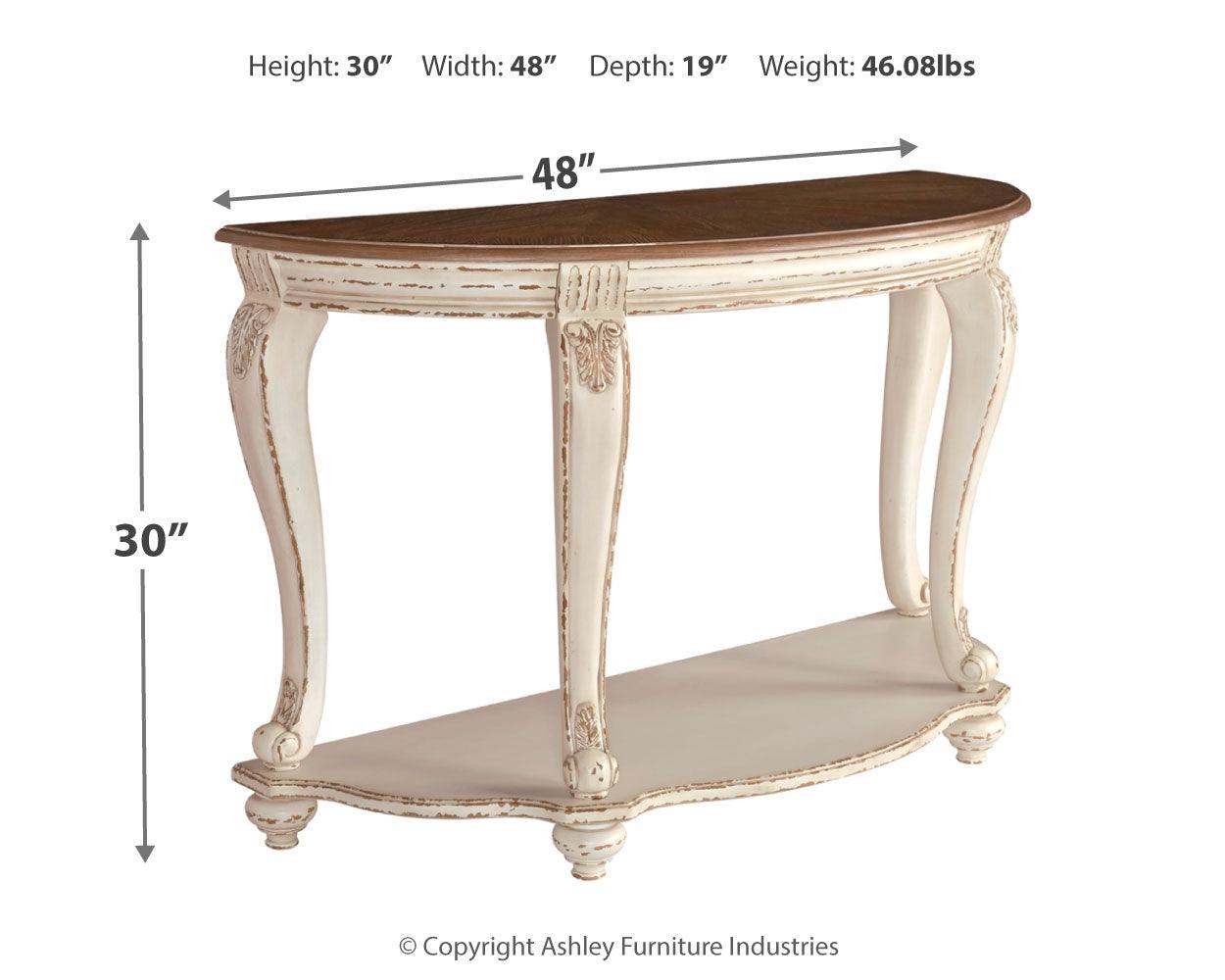 Realyn White/Brown Sofa Table - Ella Furniture