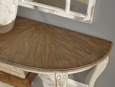 Realyn White/Brown Sofa Table - Ella Furniture