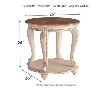Realyn White/Brown End Table - Ella Furniture