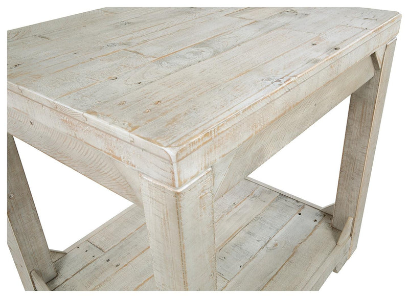 Fregine Whitewash End Table - Ella Furniture