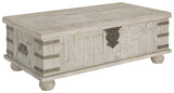 Carynhurst White Wash Gray Coffee Table With Lift Top - Ella Furniture