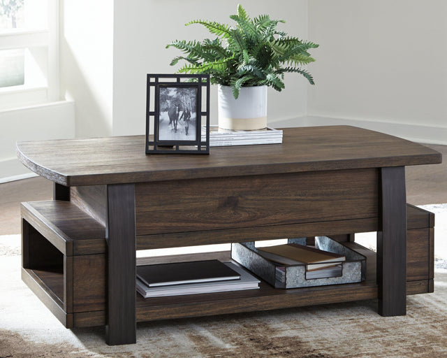 Vailbry Brown Coffee Table With Lift Top - Ella Furniture