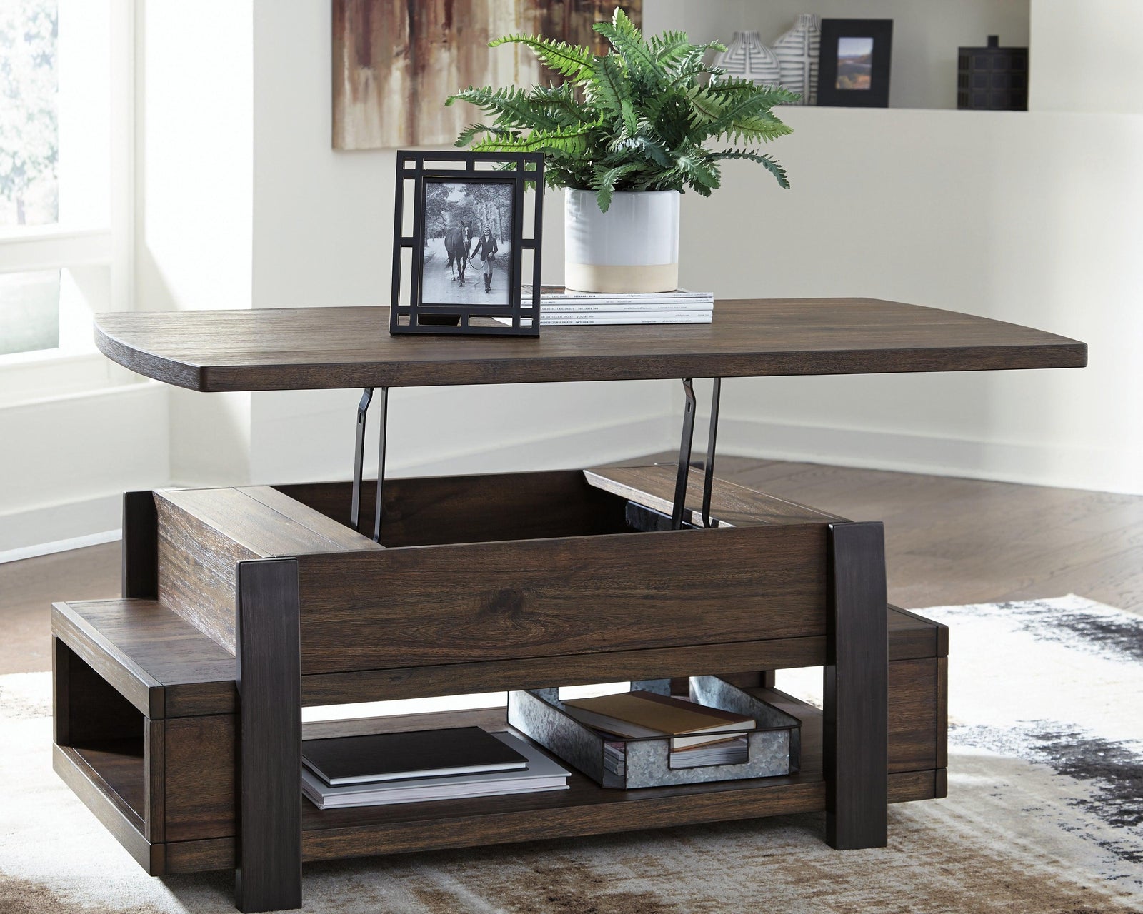Vailbry Brown Coffee Table With Lift Top