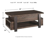 Vailbry Brown Coffee Table With Lift Top - Ella Furniture