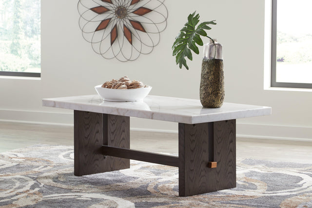 Burkhaus White/dark Brown Coffee Table - Ella Furniture