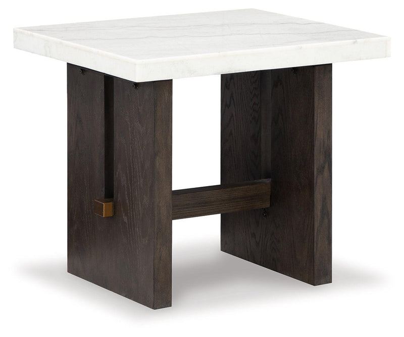 Burkhaus White/dark Brown End Table - Ella Furniture