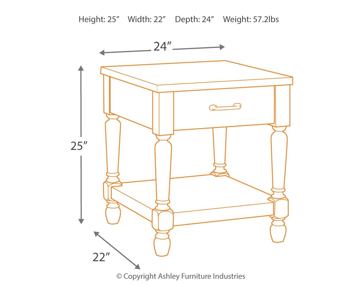 Shawnalore Whitewash End Table - Ella Furniture