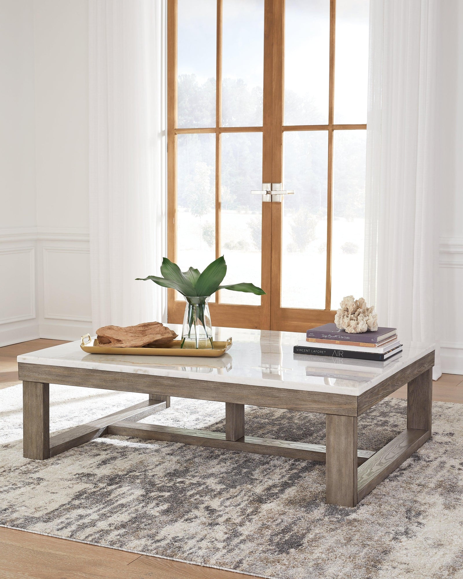 Loyaska Brown/ivory Coffee Table - Ella Furniture
