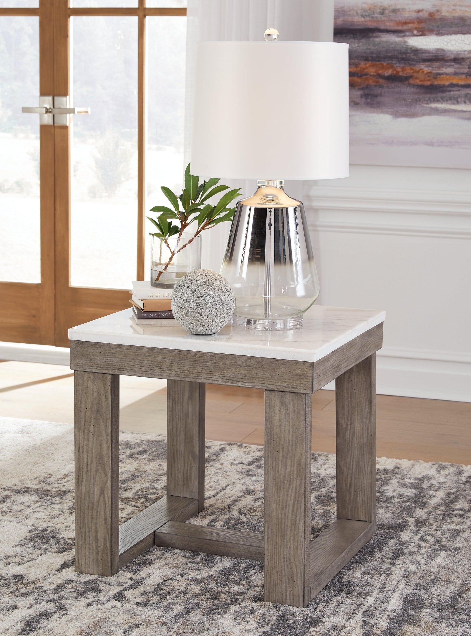 Loyaska Brown/ivory End Table - Ella Furniture