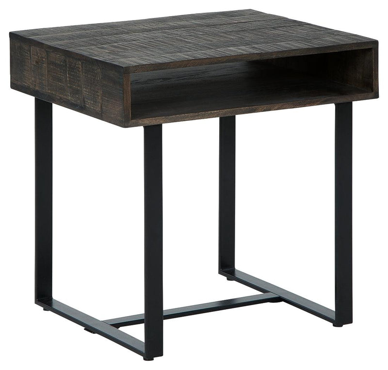 Kevmart Grayish Brown/Black End Table - Ella Furniture