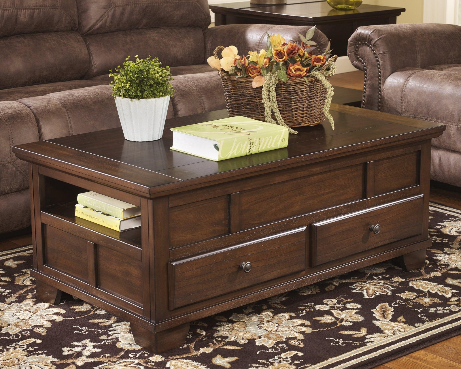 Gately Medium Brown Coffee Table With Lift Top