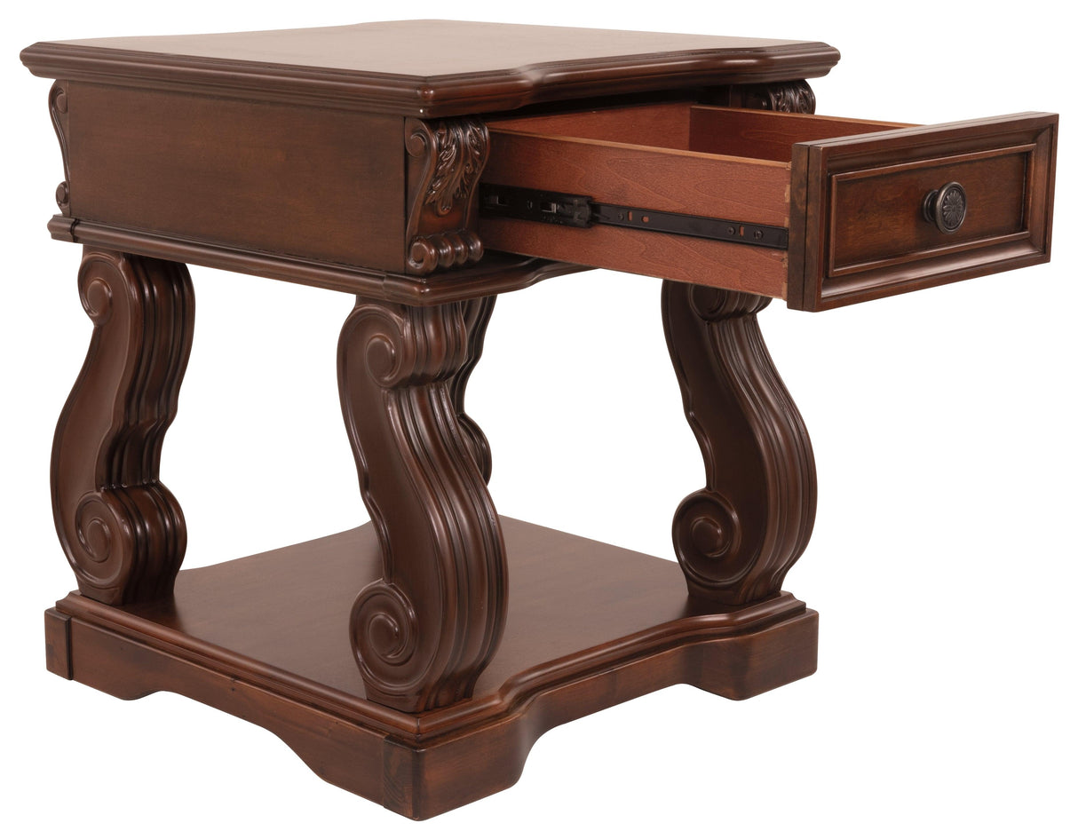 Alymere Rustic Brown End Table - Ella Furniture