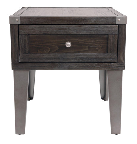 Todoe Dark Gray End Table With Usb Ports & Outlets - Ella Furniture