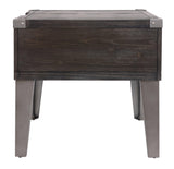 Todoe Dark Gray End Table With Usb Ports & Outlets - Ella Furniture