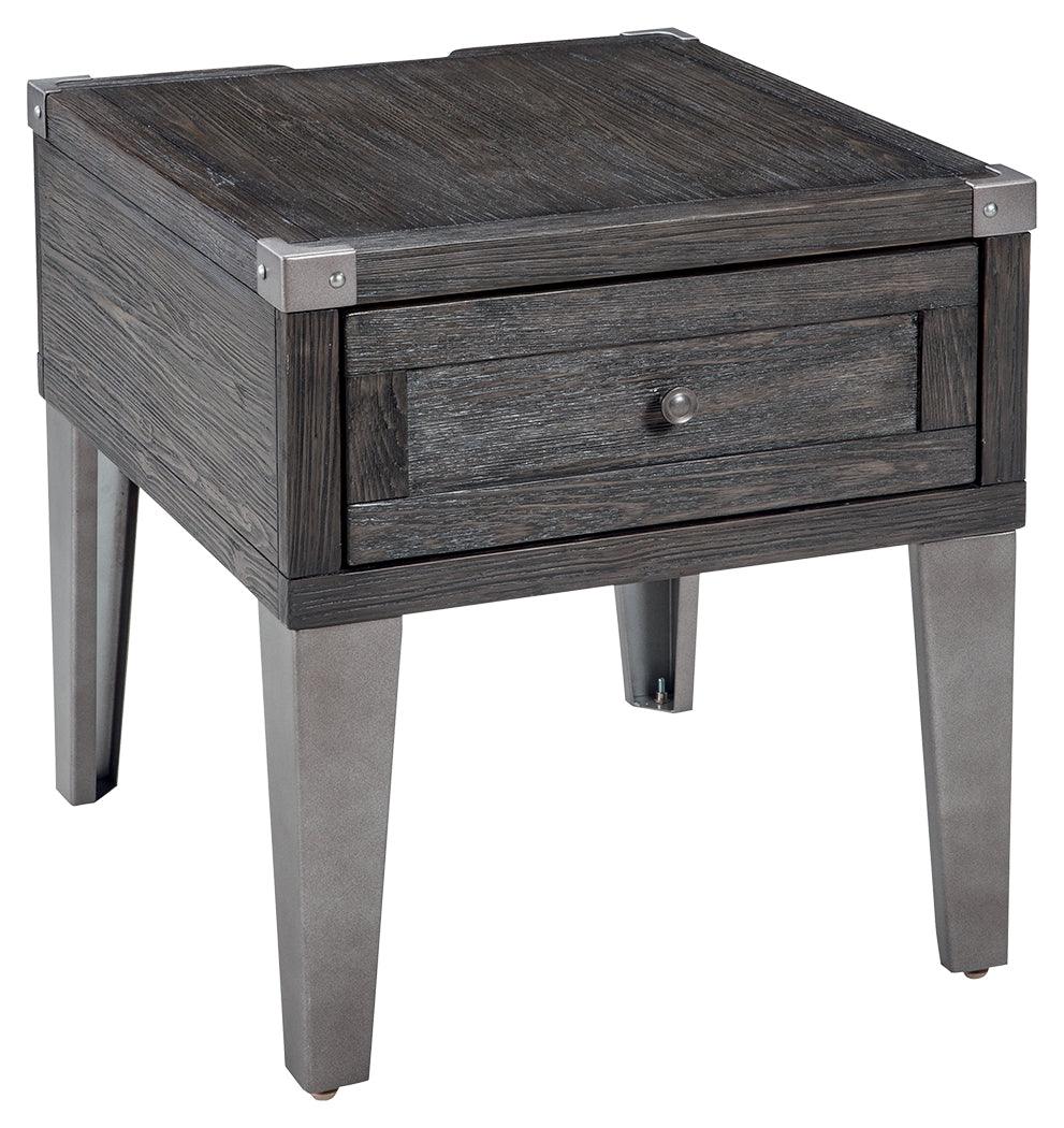 Todoe Dark Gray End Table With Usb Ports & Outlets - Ella Furniture