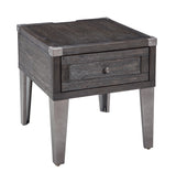 Todoe Dark Gray End Table With Usb Ports & Outlets - Ella Furniture