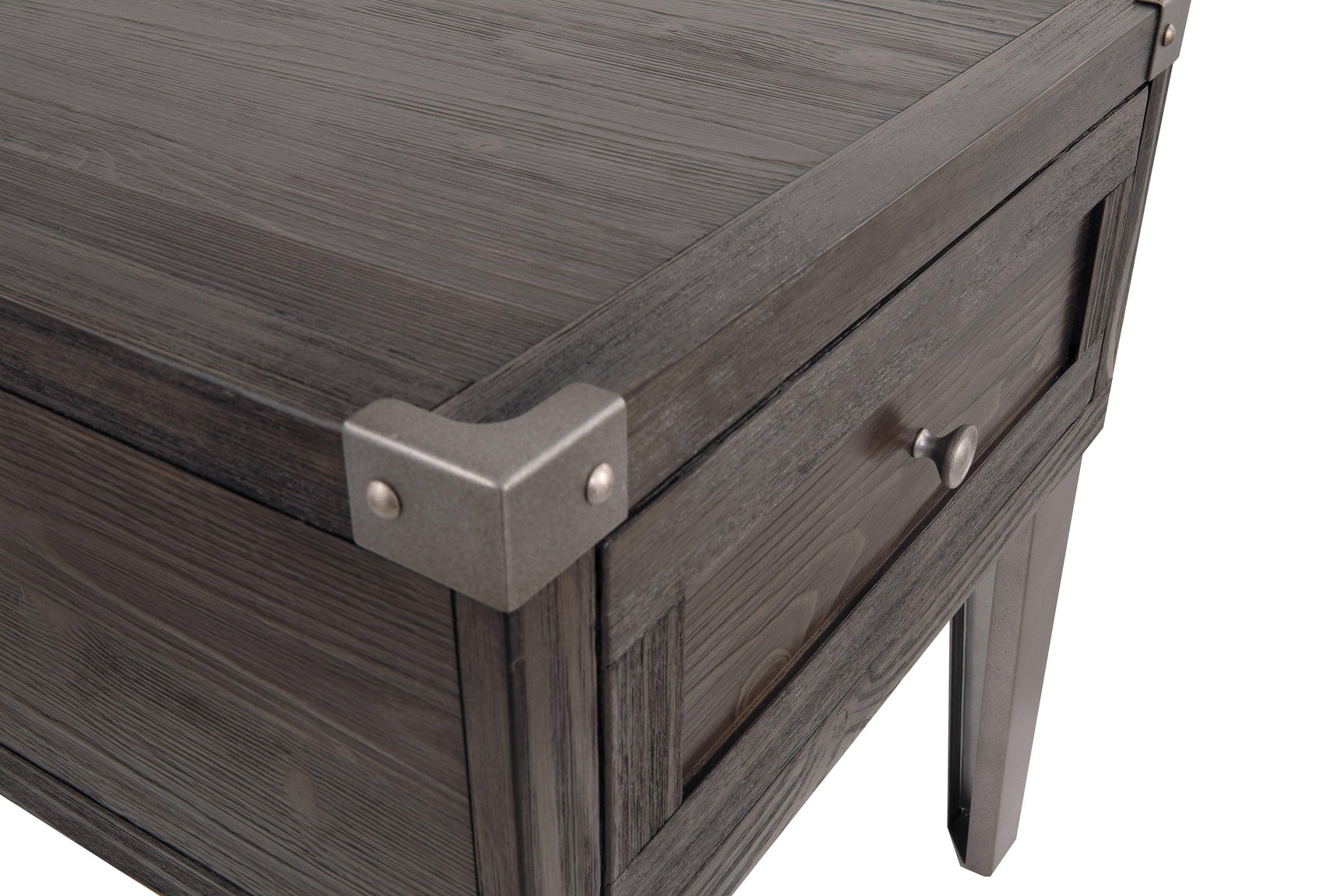 Todoe Dark Gray End Table With Usb Ports & Outlets - Ella Furniture