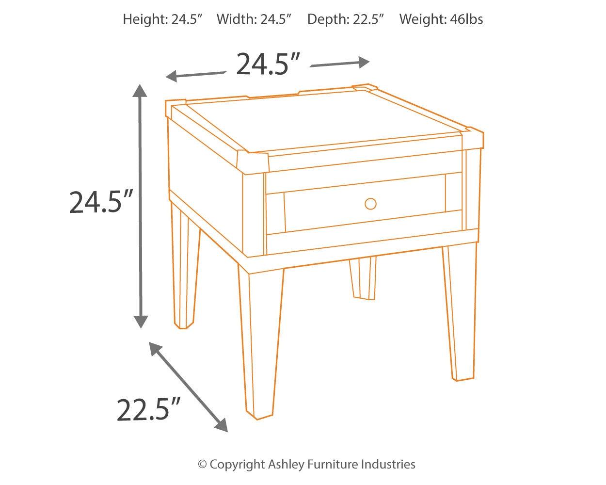 Todoe Dark Gray End Table With Usb Ports & Outlets - Ella Furniture