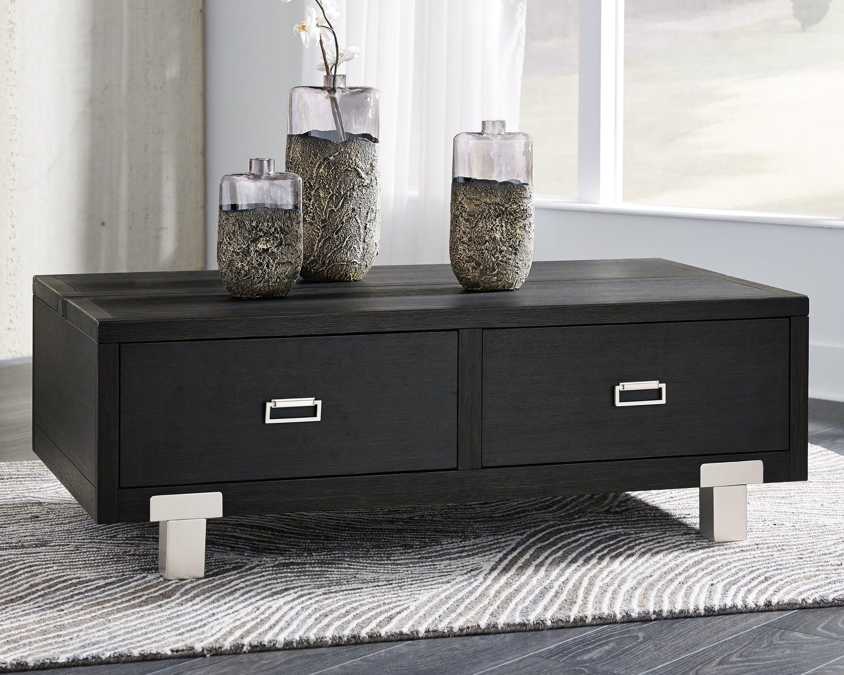 Chisago Black/silver Lift-top Coffee Table - Ella Furniture