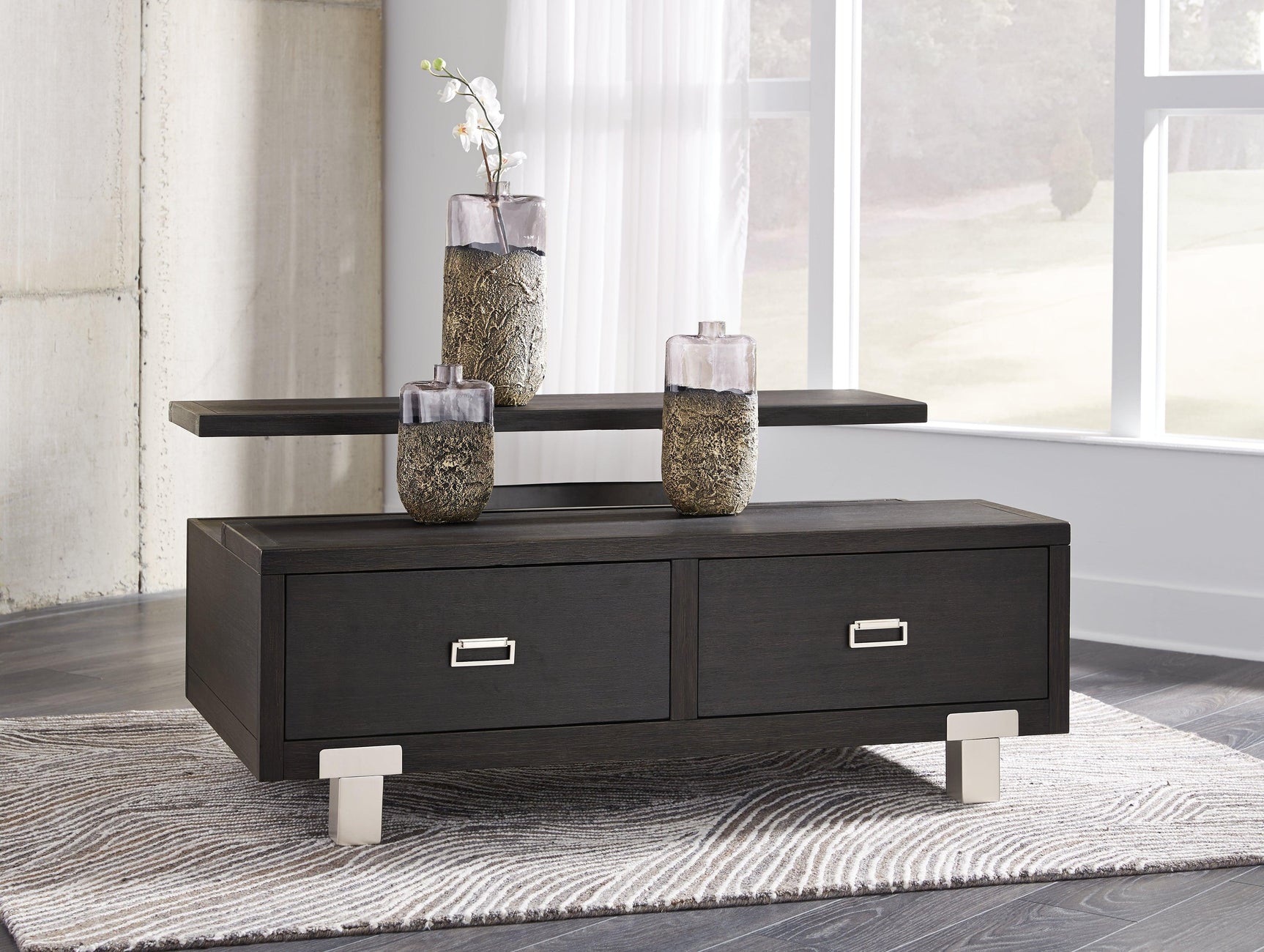 Chisago Black/silver Lift-top Coffee Table - Ella Furniture