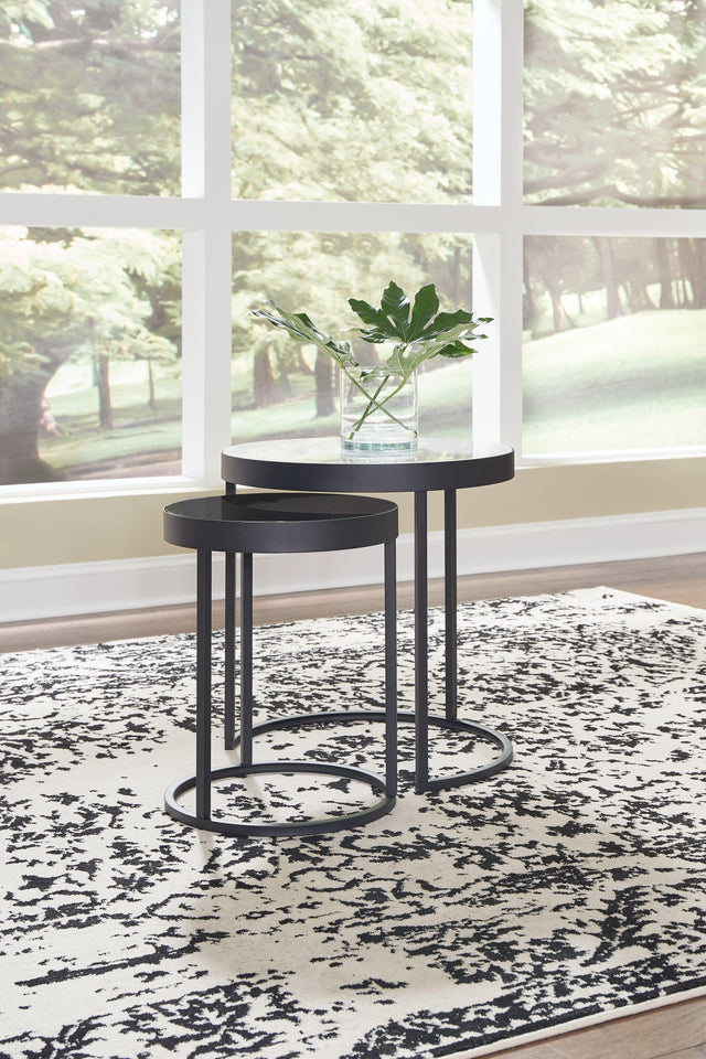 Windron Black/White Nesting End Table (Set Of 2) - Ella Furniture