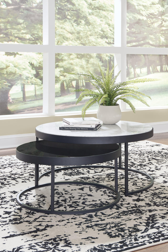 Windron Black/White Nesting Coffee Table (Set Of 2) - Ella Furniture