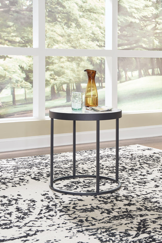 Windron Black/White End Table - Ella Furniture