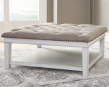 Kanwyn Whitewash Upholstered Ottoman Coffee Table - Ella Furniture