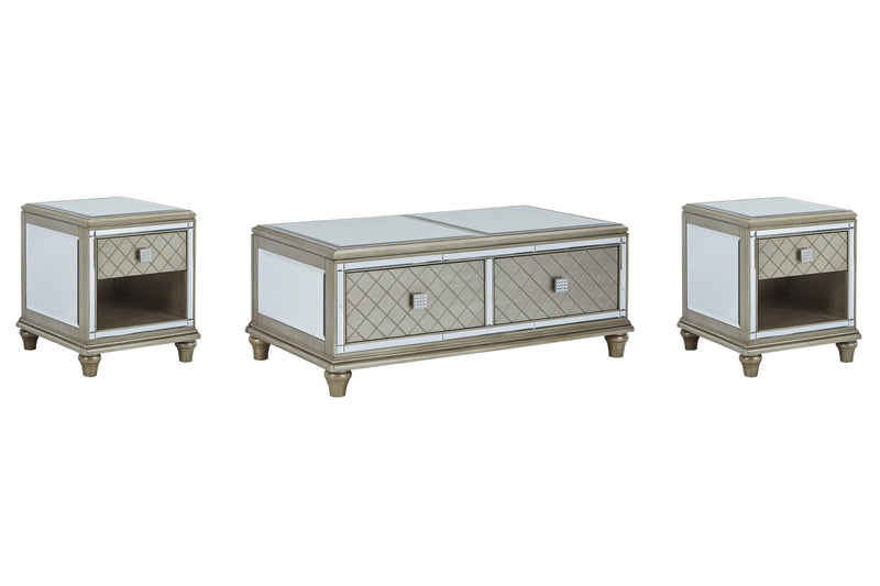 Chevanna Platinum Coffee Table With 2 End Tables - Ella Furniture