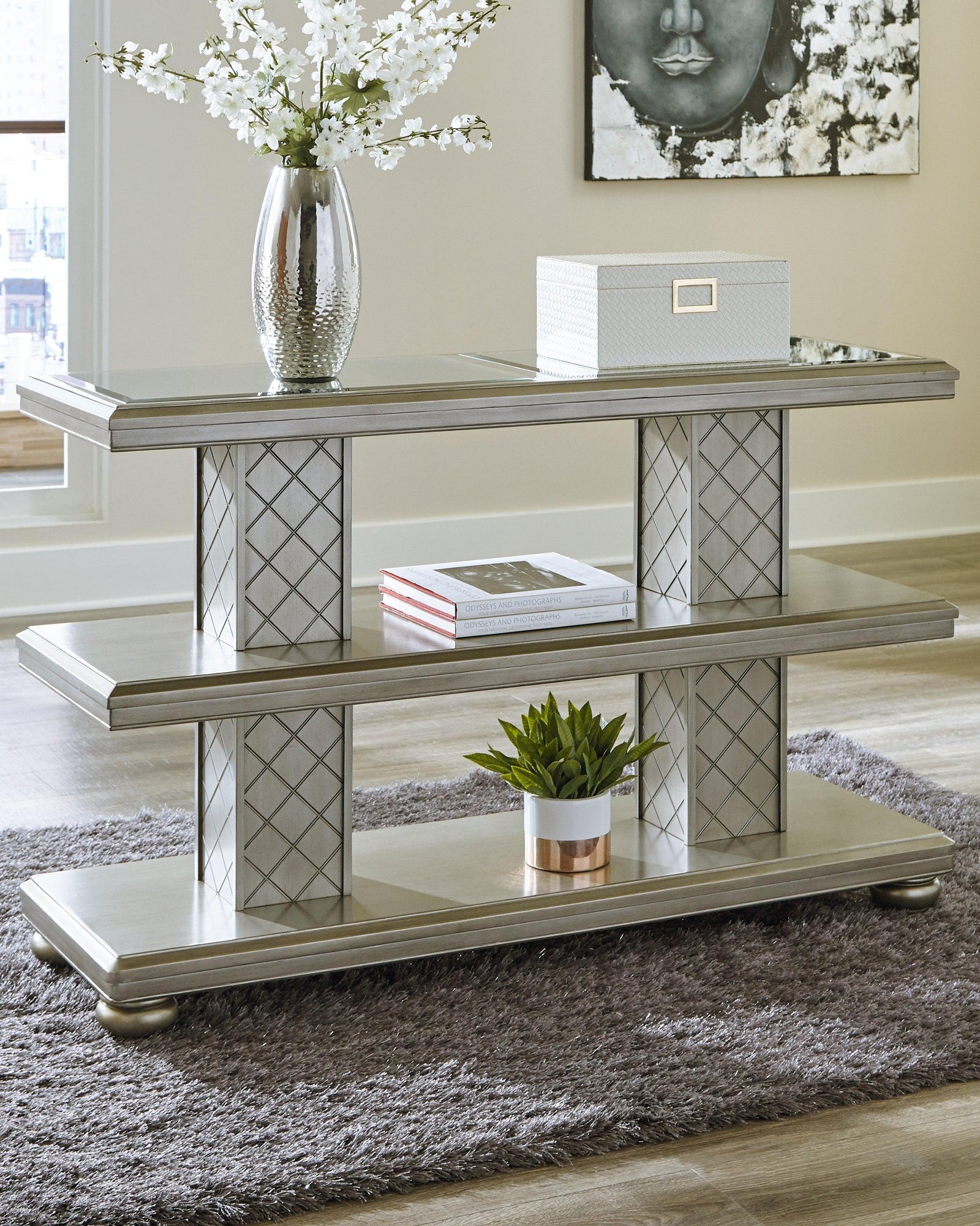 Chevanna Platinum Sofa Table - Ella Furniture