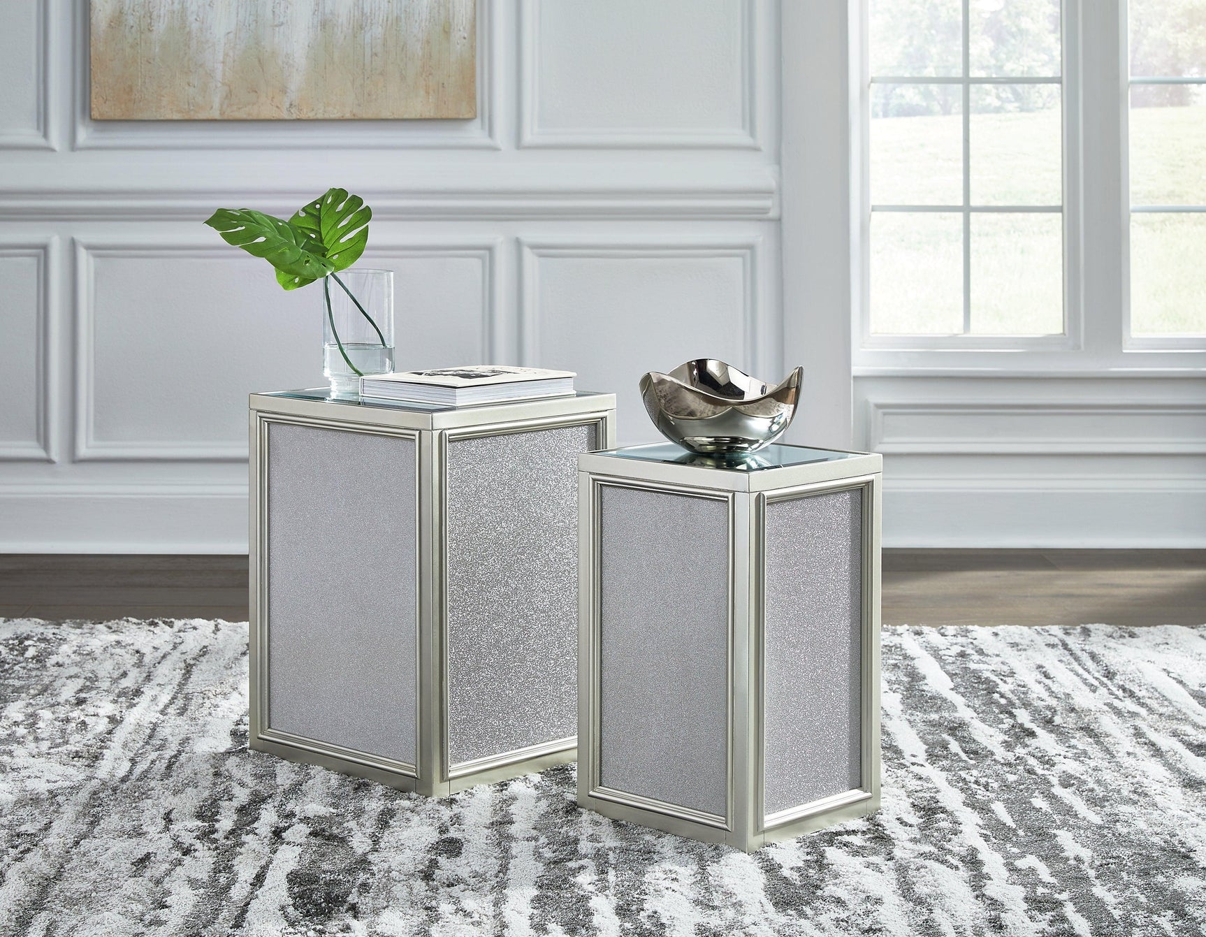 Traleena Silver Finish Nesting End Table (Set Of 2) - Ella Furniture