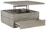 Krystanza Weathered Gray Lift Top Coffee Table - Ella Furniture