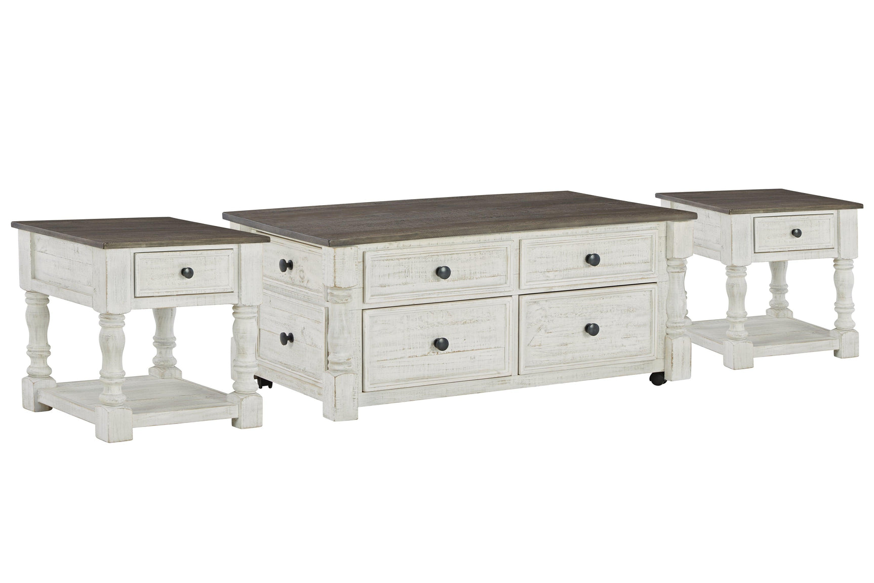 Havalance White/Gray Coffee Table With 2 End Tables - Ella Furniture