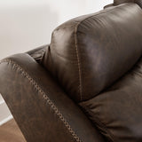 Roman Umber Power Reclining Loveseat With Console - Ella Furniture