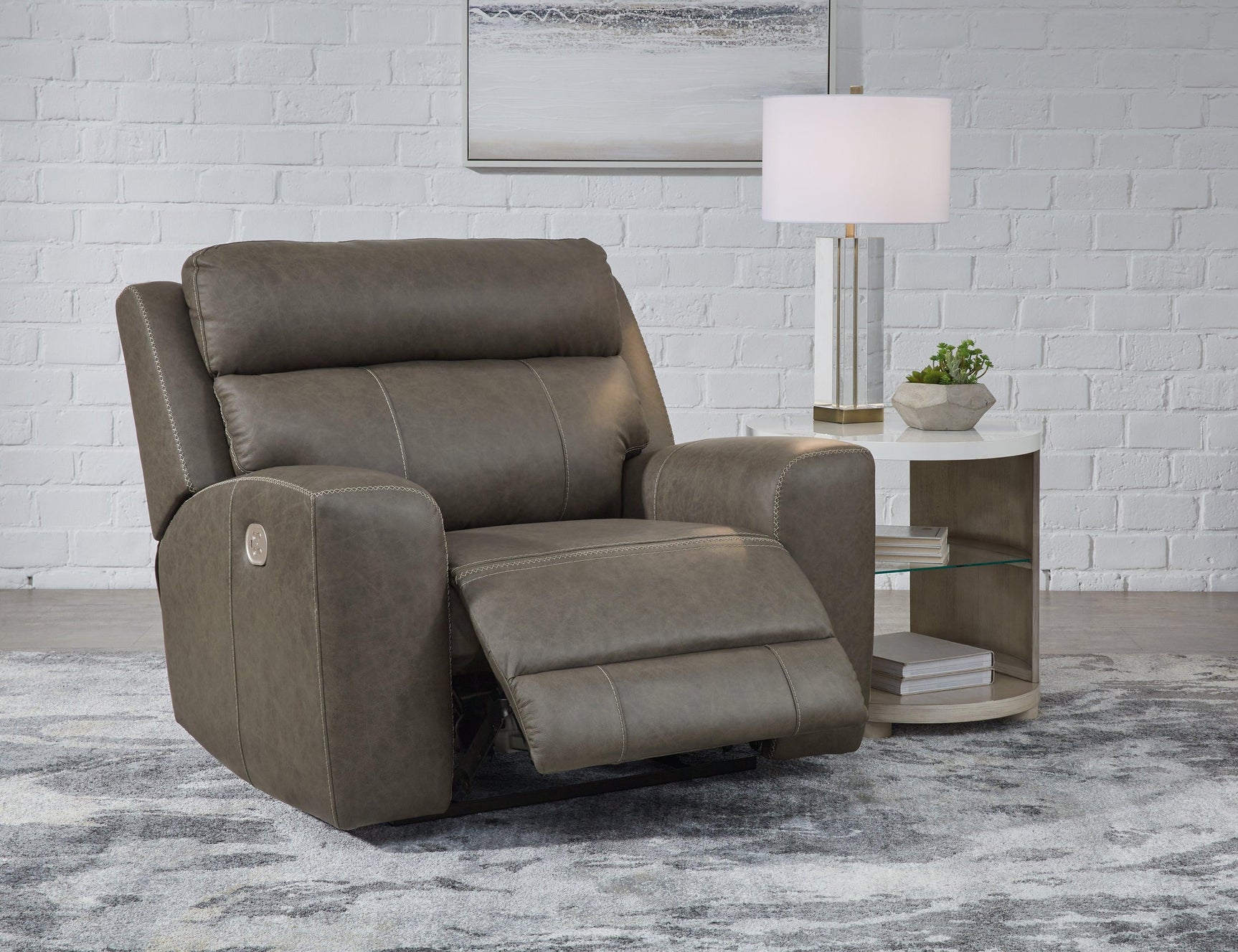 Roman Smoke Power Recliner - Ella Furniture