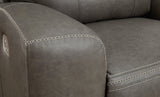 Roman Smoke Power Reclining Loveseat With Console - Ella Furniture