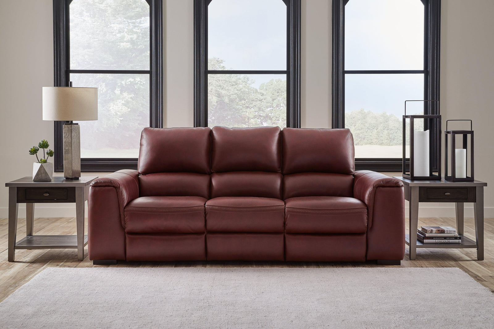 Alessandro Garnet Power Reclining Sofa - Ella Furniture