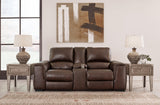 Alessandro Walnut Power Reclining Loveseat With Console - Ella Furniture
